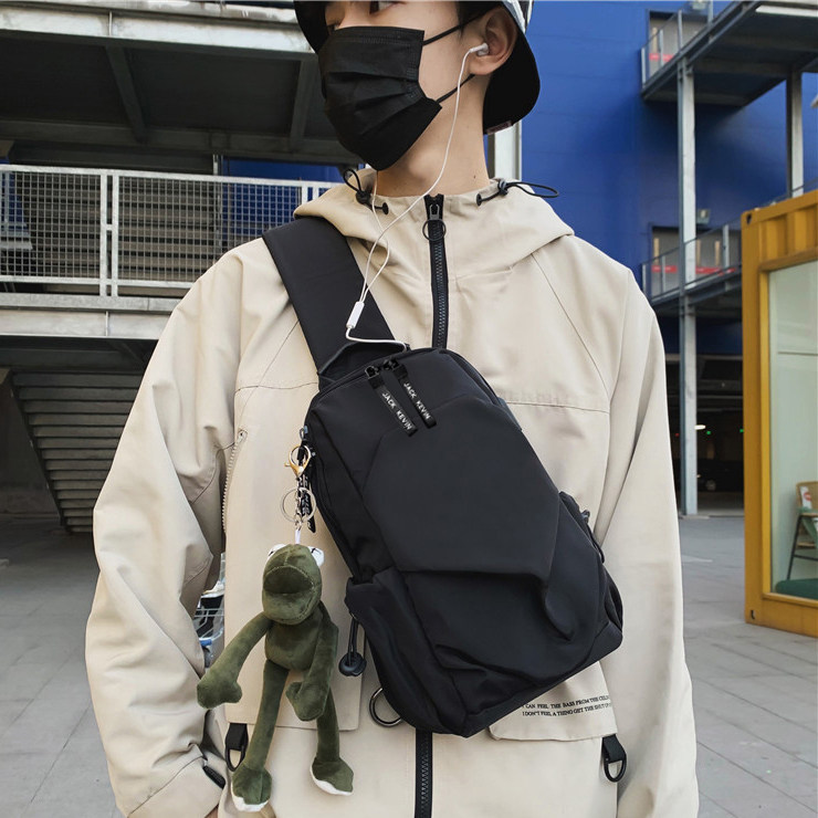 胸包男简约休闲韩版腰包帆布小包包男士斜挎包单肩包运动背包潮包