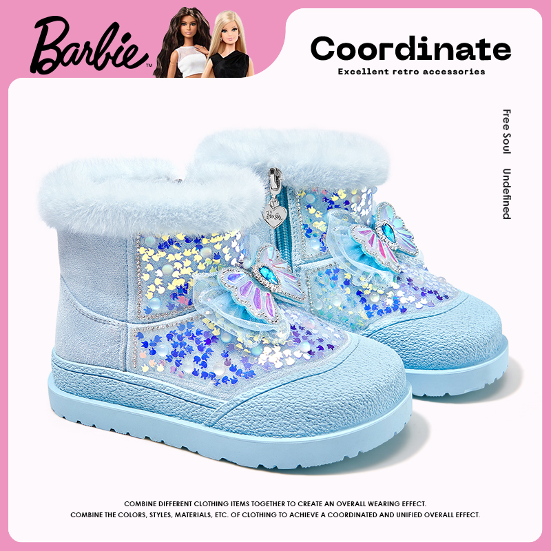 芭比童鞋女童雪地靴2025新款冬季