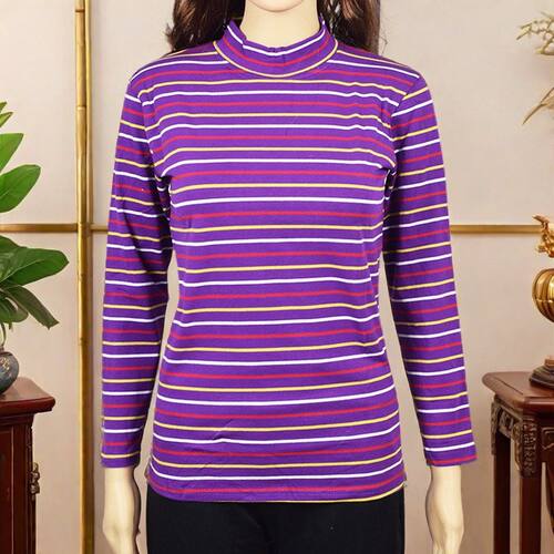 纯棉秋衣女圆领打底衫线衣单件莱卡棉保暖内衣修身宽松秋衣中老年