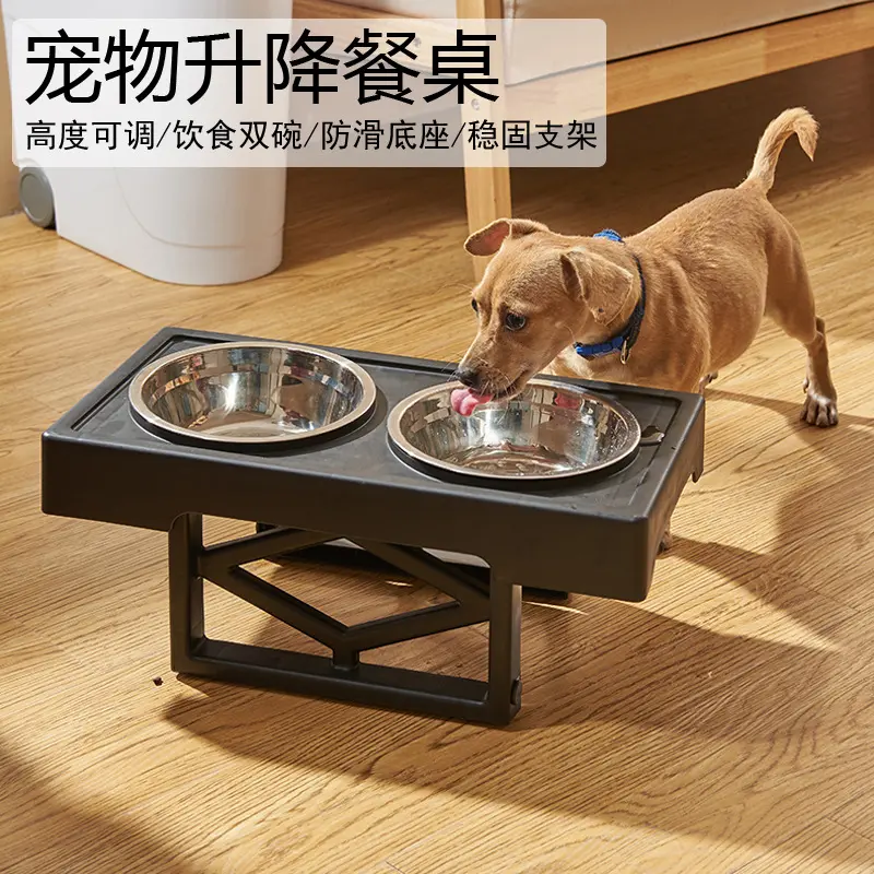 狗狗碗可升降不锈钢双碗食盆金毛