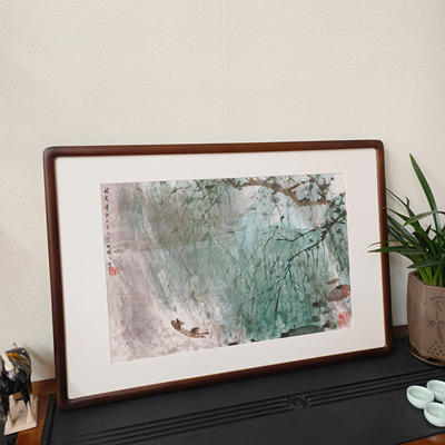 傅抱石风雨归舟图已裱框山水画