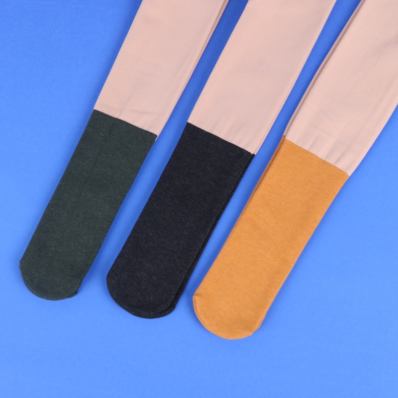 女童光腿神器肉色春秋薄绒儿童拼色假高筒自然肤色加绒外穿连裤袜