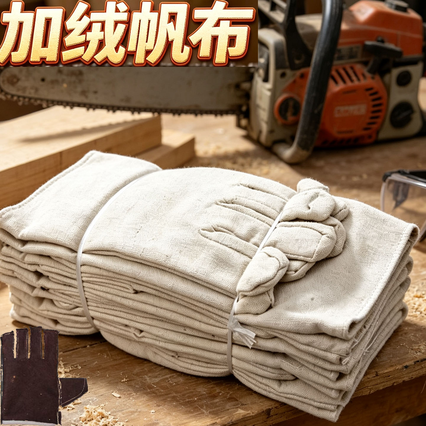 双层耐磨帆布劳保手套