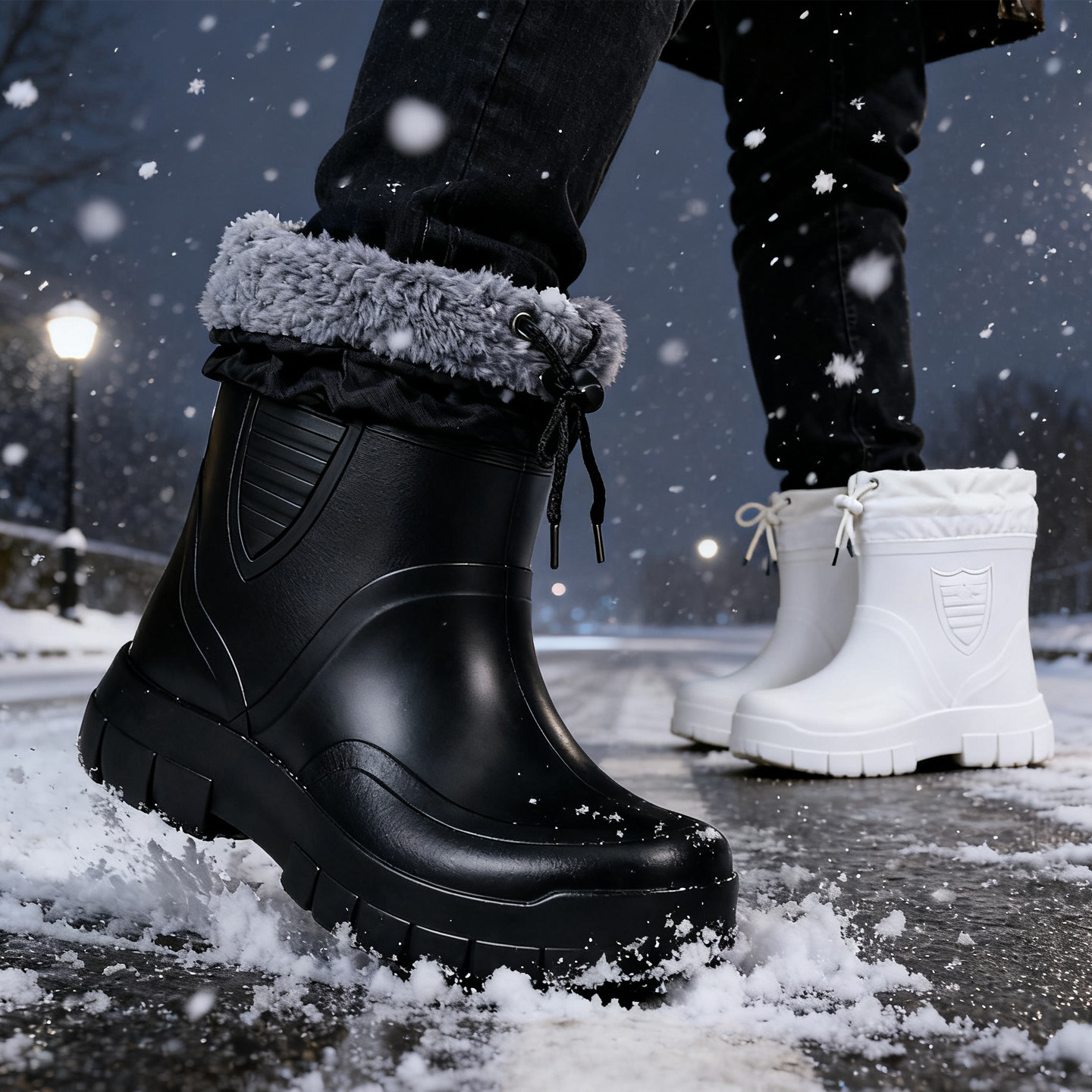 雪地靴加绒加厚保暖防水防滑EVA棉靴雨靴男东北洗车厨师冷藏雨鞋