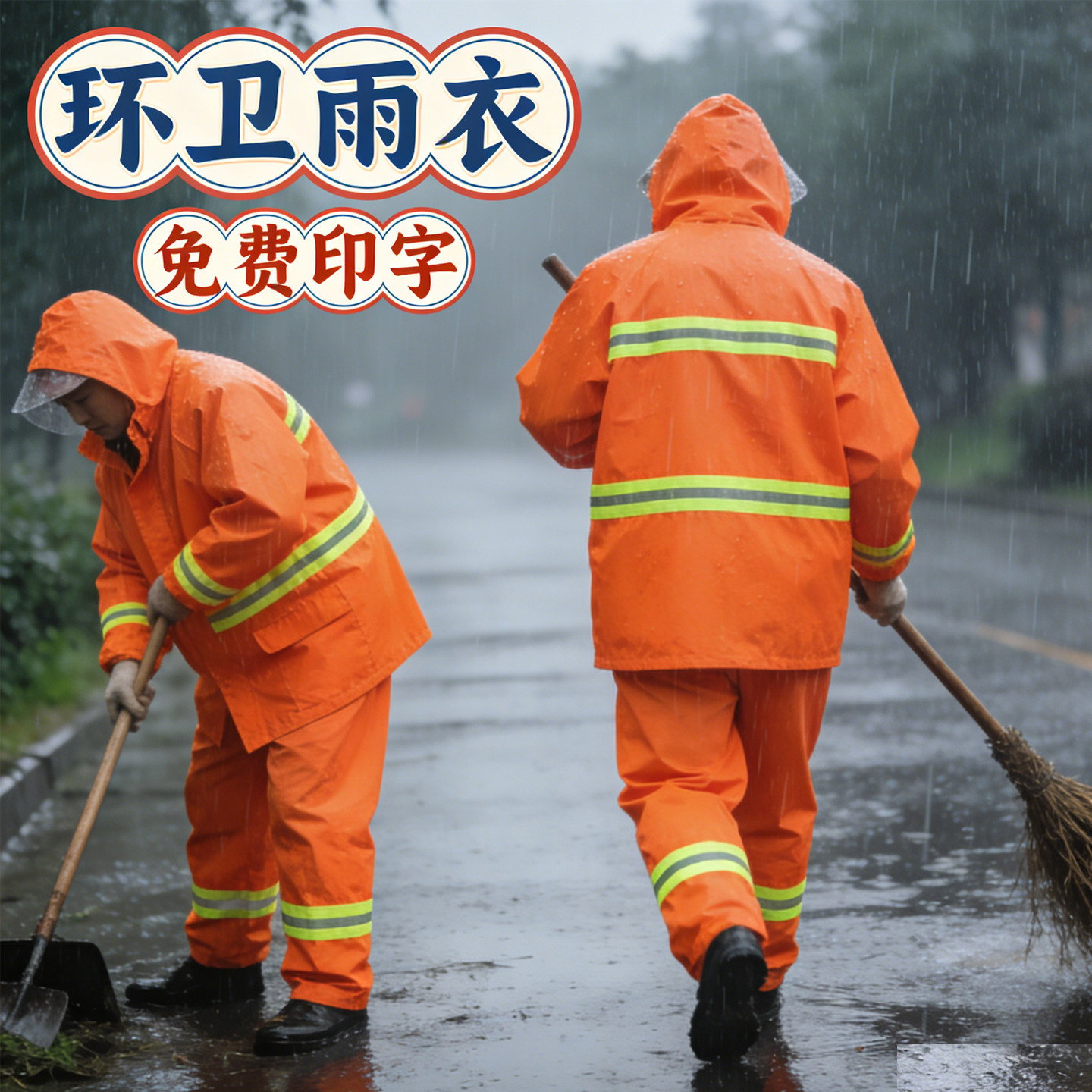 环卫清洁工雨衣雨裤套装分体交通救援公路施工保洁反光防水工作服