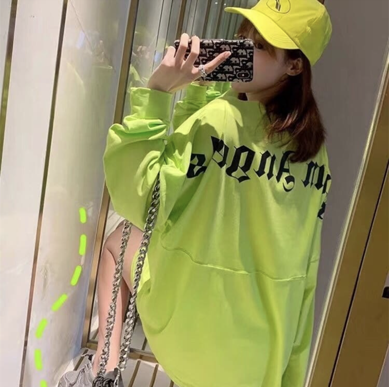 潮牌pa palm棕榈天使背后logo蝙蝠袖宽松打底休闲长袖t恤男女情侣