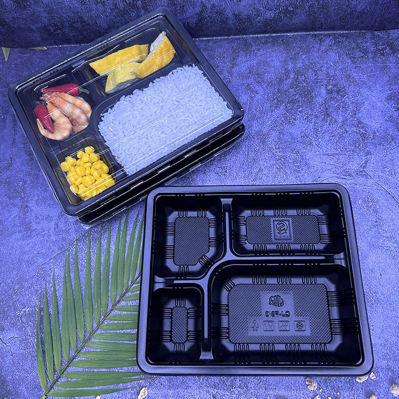 学校食堂打包塑料盒清杰4分格PP