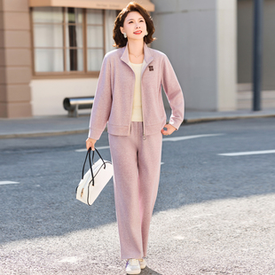 妈妈春装休闲运动两件套2026新款40岁50中年女装春秋外套减龄套装