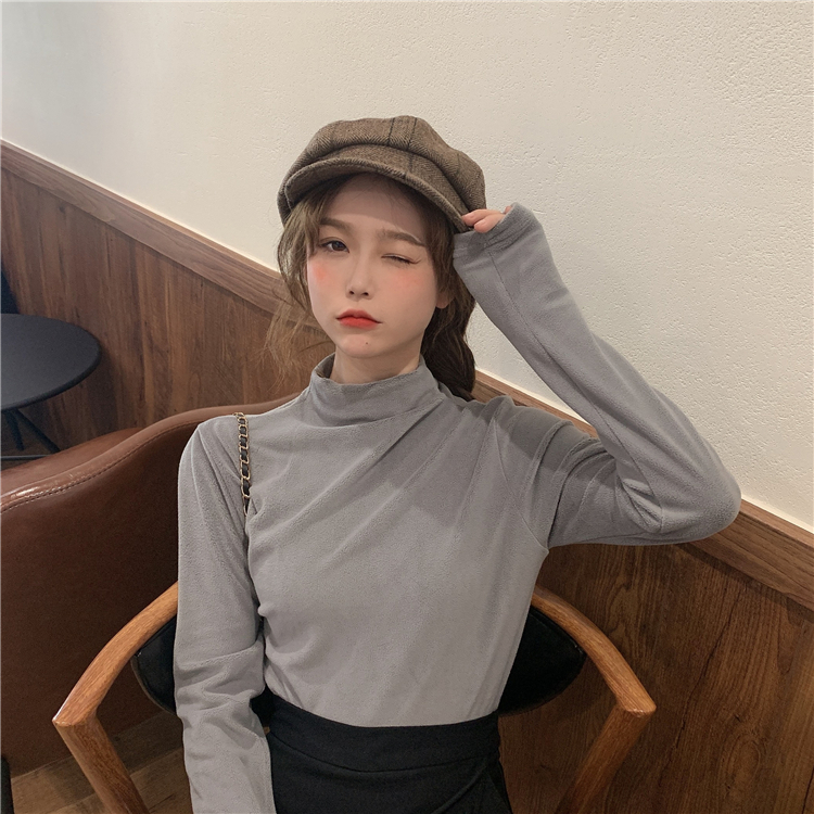 Real price shooting ~ 2020 cashmere thickened big elastic high neck Korean solid color bottoming shirt with 12 colors