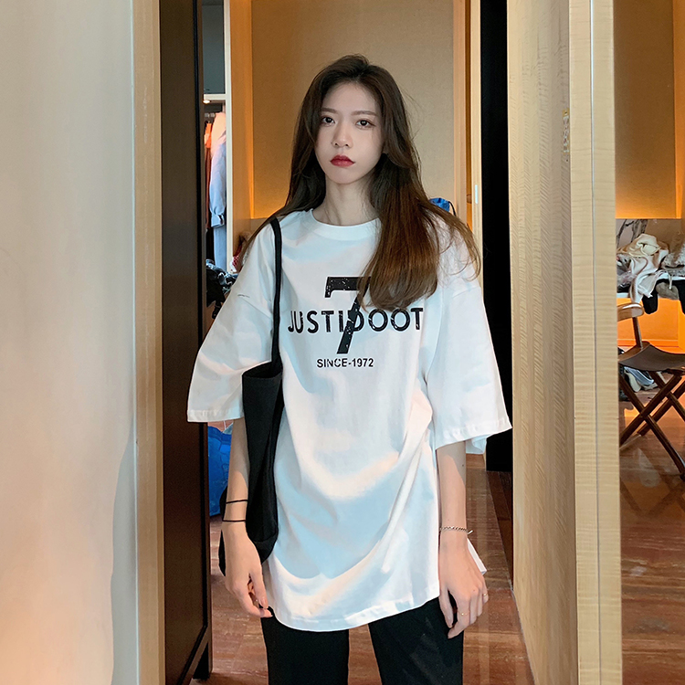 Real price real shot ~ 2021 new letter printing versatile Korean Short Sleeve T-Shirt tricolor in