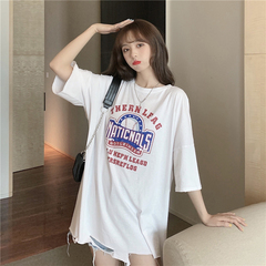 實價實拍~夏季新款韓版chic寬鬆圓領字母印花短袖T恤 三色入