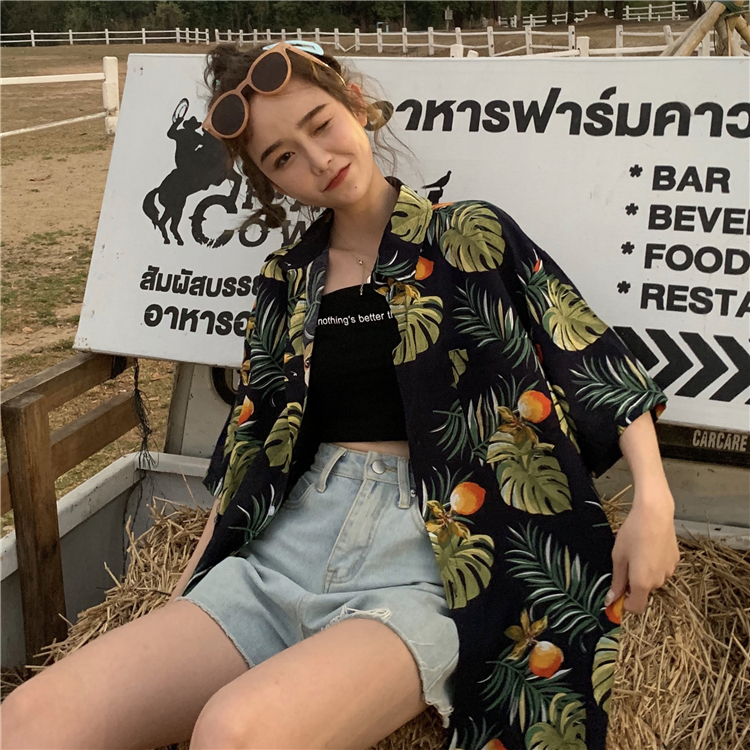 Real price real shot ~ Korean loose casual flower shirt