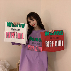 Real price real shooting - summer new Korean loose letter printing round neck versatile T-shirt tricolor in