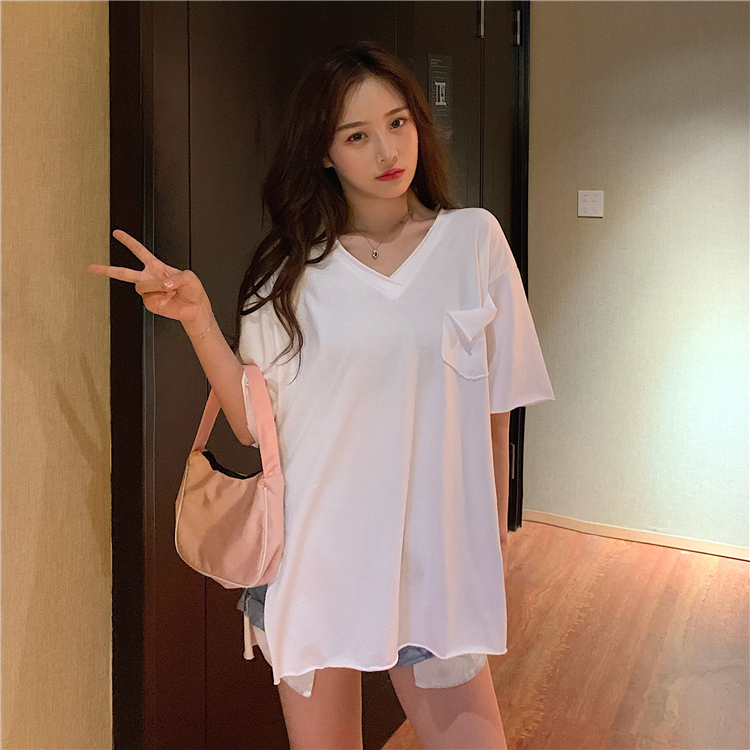 Real price real shooting - summer new simple and versatile solid color basic loose short sleeve T-shirt seven colors in