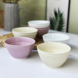 饭碗里 釉下彩陶瓷4.7英寸小米饭碗家用北欧奶油风特别好看 微瑕