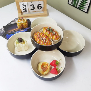 微瑕疵 釉下彩6英寸陶瓷沙拉碗家用汤碗面碗泡面碗饭碗哑光麻点碗