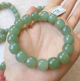 和田色冰晴水绿蓝老型转运珠手链青海色料湖水单圈男女款手串手链