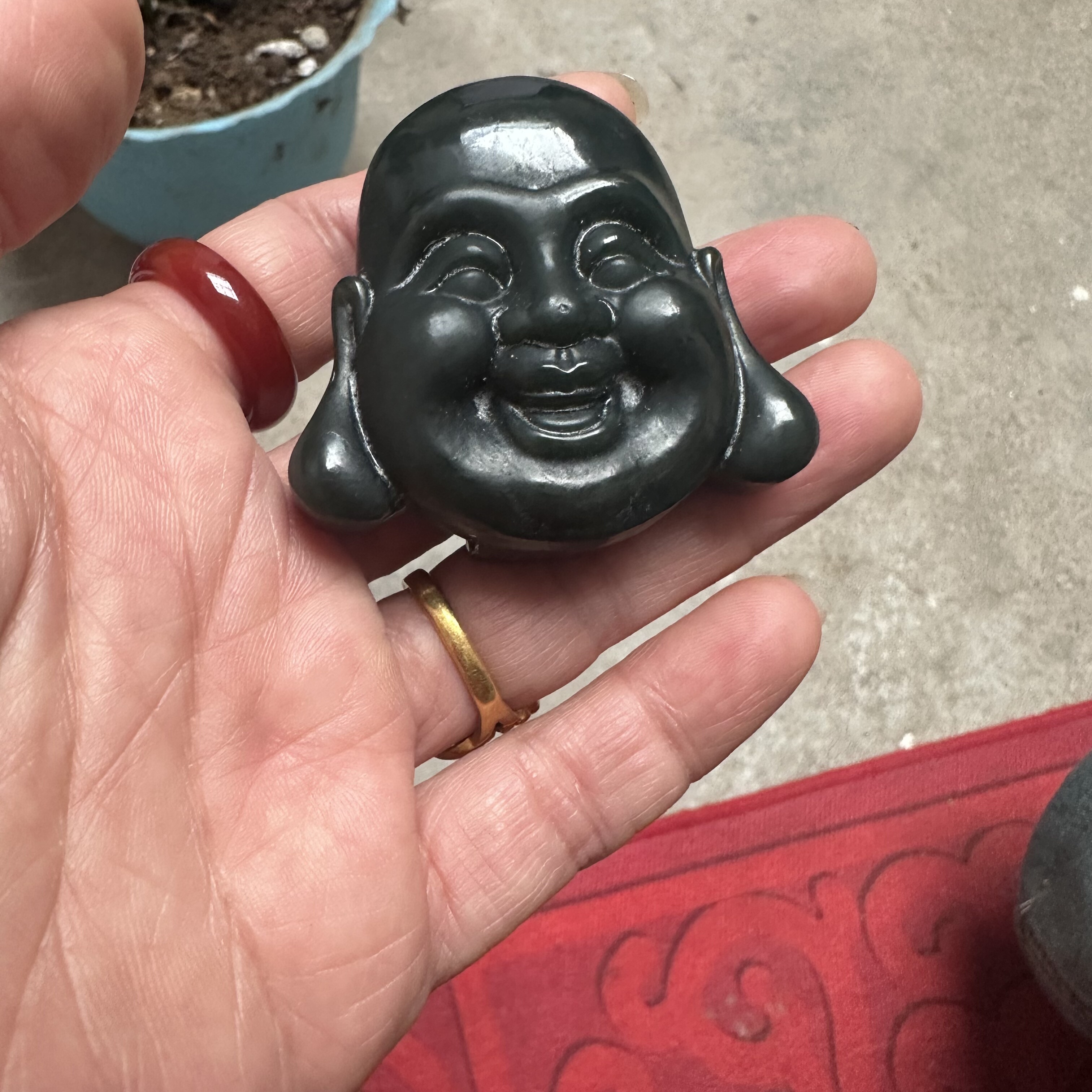 正品新疆和田玉腰带扣罗汉弥勒佛笑佛大肚佛腰牌男士黑青玉皮带扣