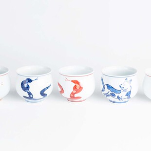 有田烧 日本名窑 源右卫门 手绘 十二生肖 釉上彩 清酒酒器 酒杯