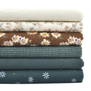 包邮 米杏墨绿色系手工样布 25cm复古碎花小样 娃衣布组DIY布料