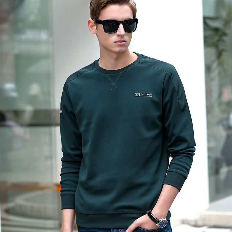 秋季新款长袖t恤男士圆领休闲运动宽松纯棉套头卫衣印花大码男装