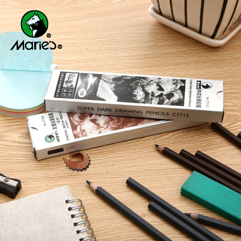 马利炭笔绘画绘图素描铅笔碳笔特软中硬美术生专用速写笔马力软性