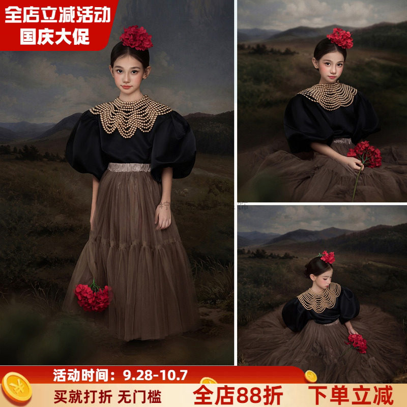 女童欧式复古油画风公主裙礼服