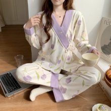 春秋季新中式纯棉月子服产后产妇孕妇哺乳睡衣夏季薄款套装45月份