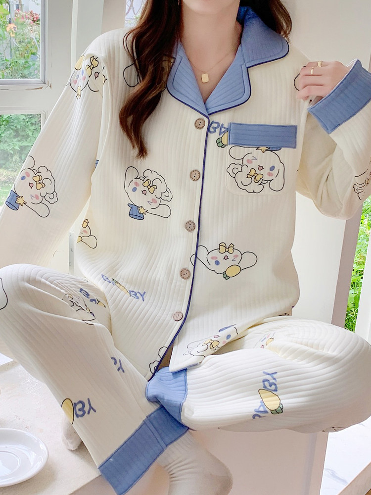 가을 겨울 에어 코튼 감금복 봄 가을 임산부용 순면 산후 잠옷 수유 산모 모유수유 가정복 10월