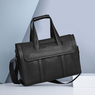 公文包头层牛皮电脑包简约 真皮男包商务大容量男式 2026新款 新品