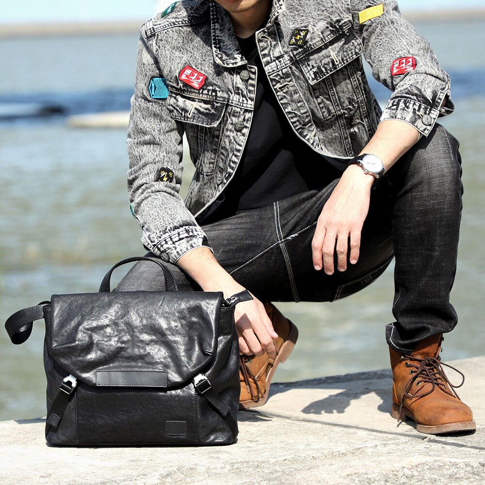 秋冬思沃可 休闲真皮男包单肩斜挎包邮差包原创头层牛皮时尚通勤