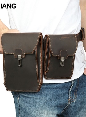 秋冬欧美复古真皮男士胸包疯马皮户外运动斜挎包多功能休闲手机包