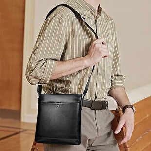 时尚 斜挎包竖款 单肩包头层牛皮 真皮男包大容量休闲男士 2026新款