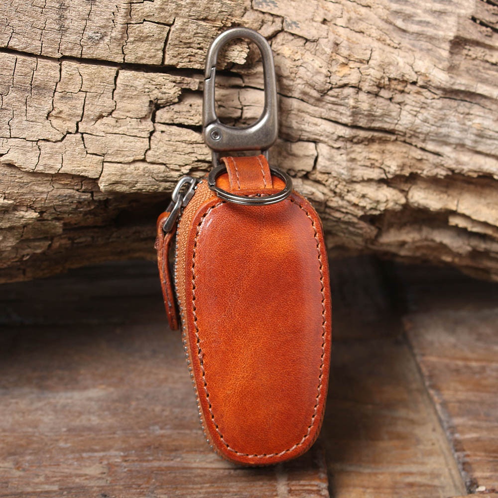 秋冬个性复古头层牛皮汽车钥匙包原创设计真皮迷你零钱包亚马逊