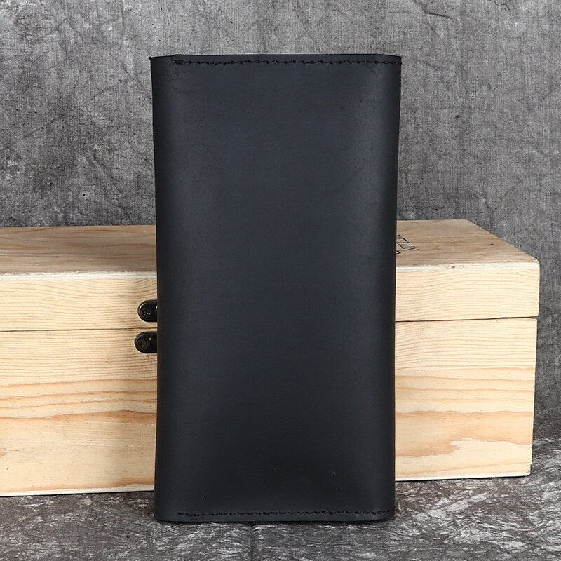 旅行通勤麦特斯疯马皮男士钱包长款真皮夹复古手工头层牛皮简约