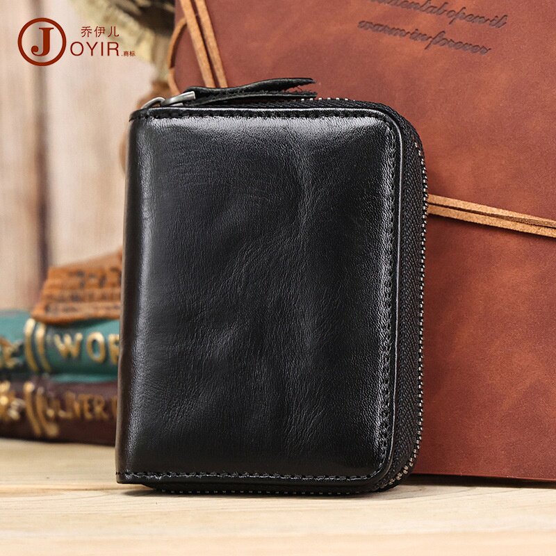 秋冬植鞣皮风琴卡包rfid多卡位带现金位零钱包证件包11卡位真皮