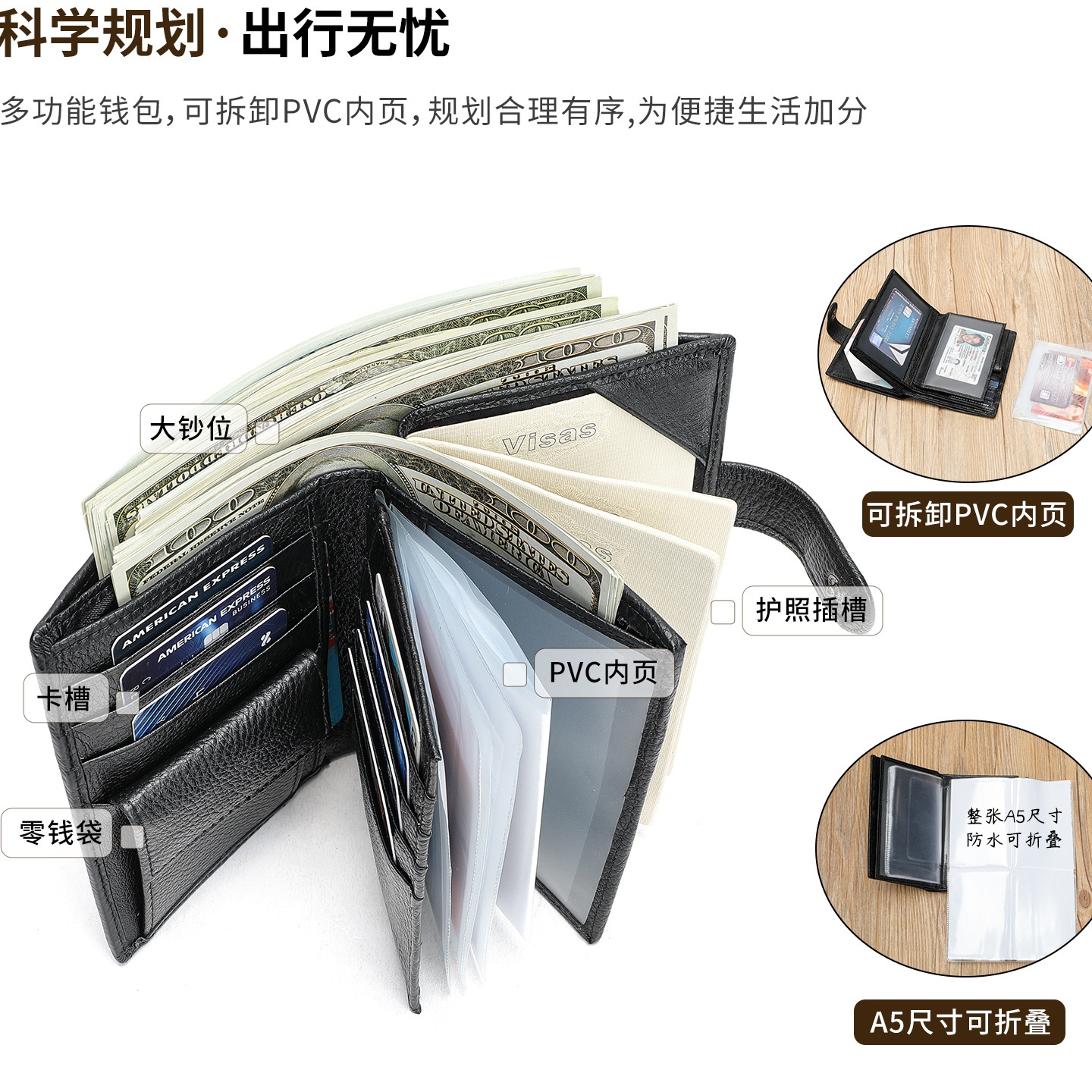 秋冬男式经典复古钱夹头层牛皮零钱包美金夹手工正品男士真皮