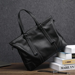 男式 真皮男包大容量时尚 公文包休闲托特包头层牛皮 新款 2026新款