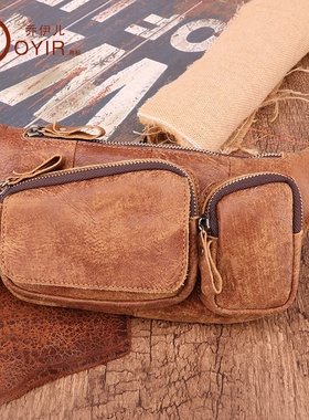 秋冬真皮男士胸包男包休闲运动腰包纯牛皮斜挎背包男胸前包头层