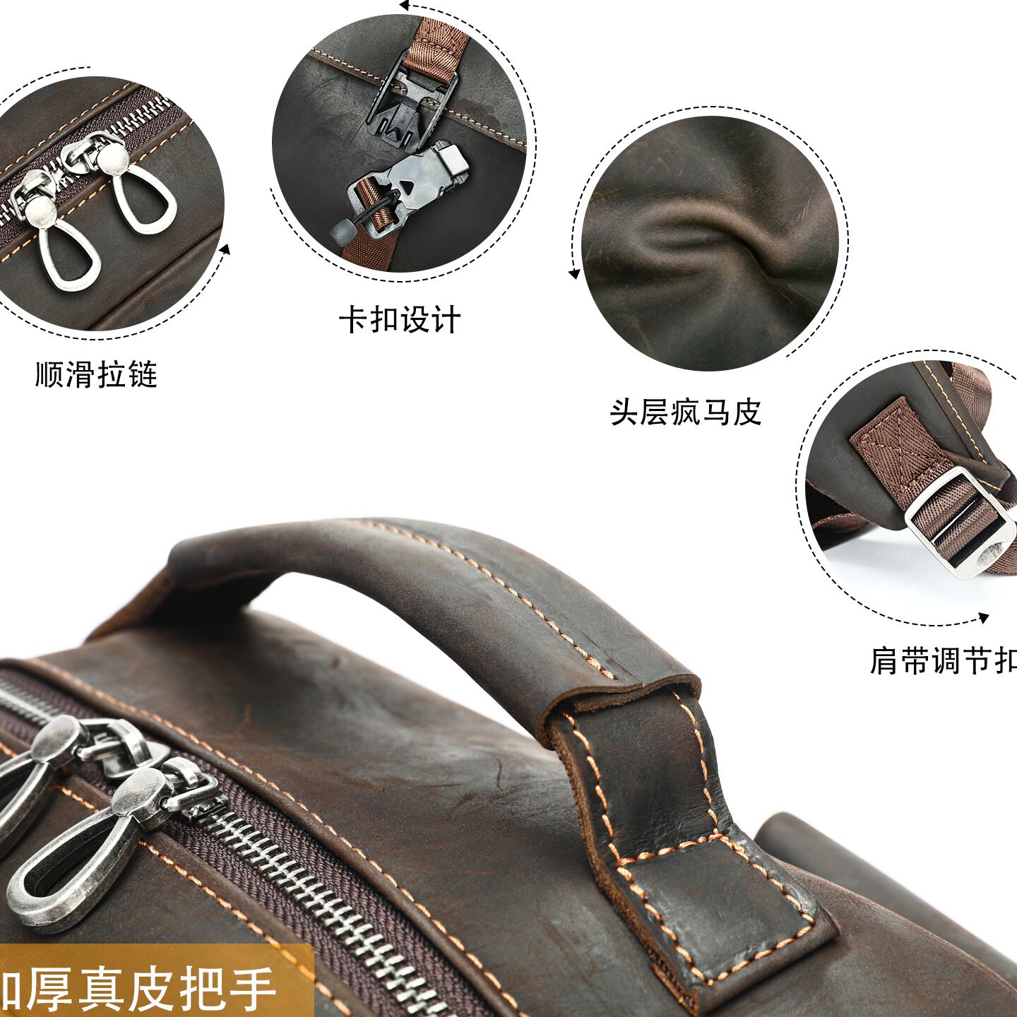 秋冬商务双肩包手提高端书包 男款简约通勤双肩包大容量真皮男士