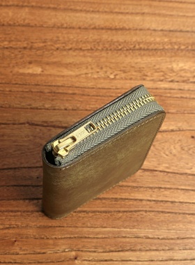 秋冬PUEBLO磨砂植鞣皮男女短款头层牛皮钱包YKK拉链钱夹真皮小