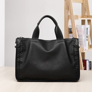 2026新款 包手提电脑包羊皮公文包编织斜挎包 真皮男包商务单肩男士