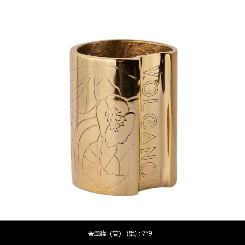 印度摆件 复古做旧鎏金刻花香薰容器酒店会所桌面香薰蜡烛装饰杯