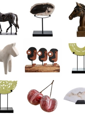 天然玄关木化石摆件现代轻奢