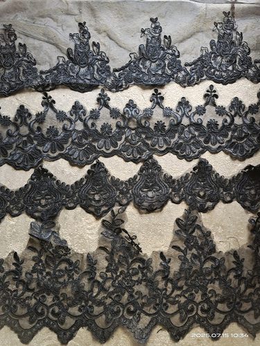 杂款类黑色宽网纱欧根纱刺绣车骨花边服饰辅料裙装暗黑系称斤一斤