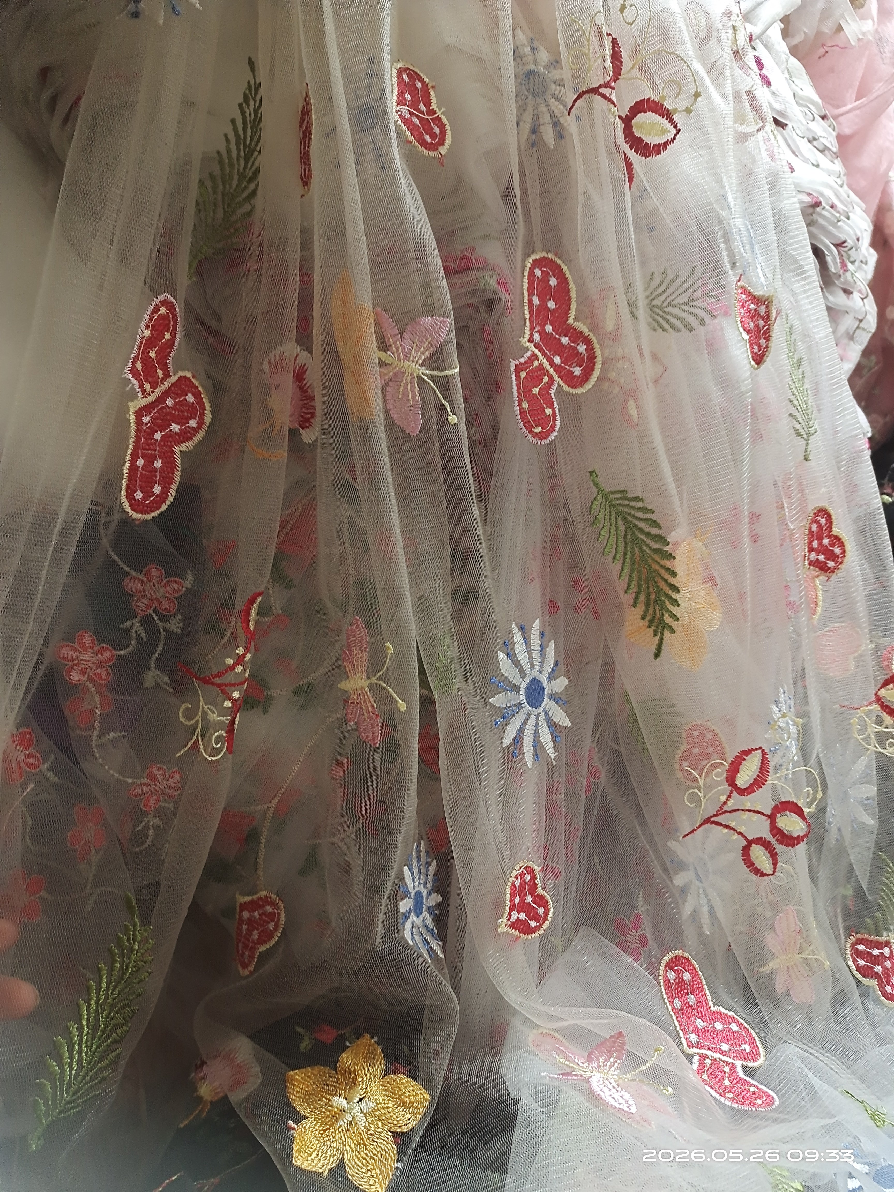 瑕疵秀气爱心叶子花花网纱刺绣蕾丝布料 DIY服装辅料裙装发饰一米