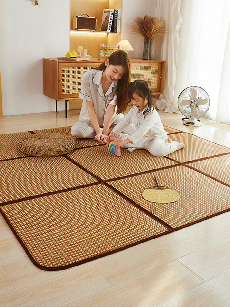 凉席地毯榻榻米地垫日式可折叠藤编垫子拼接地铺九宫格爬行垫儿童