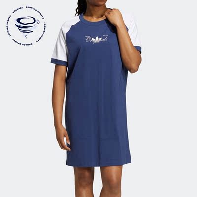 Adidas/阿迪达斯正品三叶草女子休闲运动圆领连衣裙IA8086