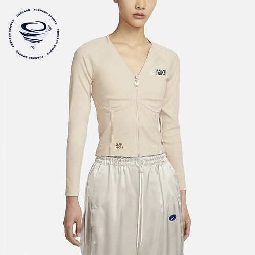 Nike/耐克正品女子夹克休闲运动修身开衫拉链刺绣外套FD4797-126