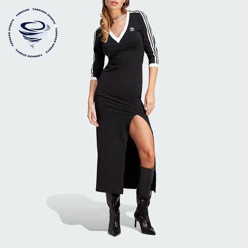 Adidas/阿迪达斯正品三叶草女子时尚侧开叉运动连衣裙IK0439